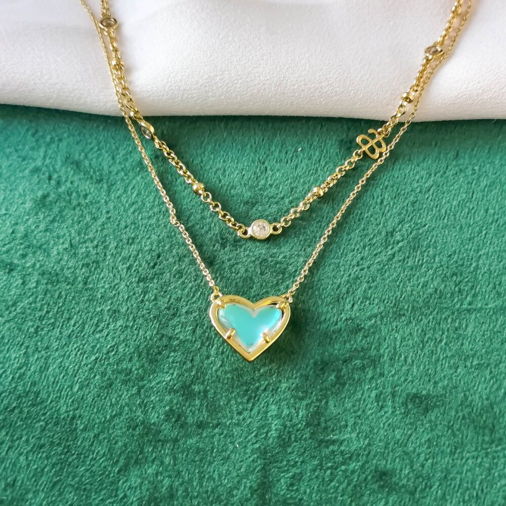 New Alicia Bonnie Gold Necklace - In Love Dichroic Glass